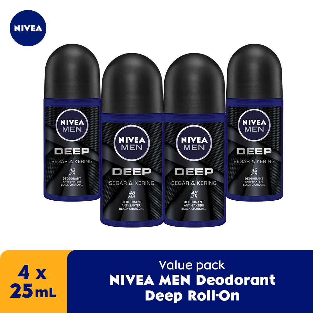 NIVEA MEN Deodorant Deep Roll-On 4x25mL