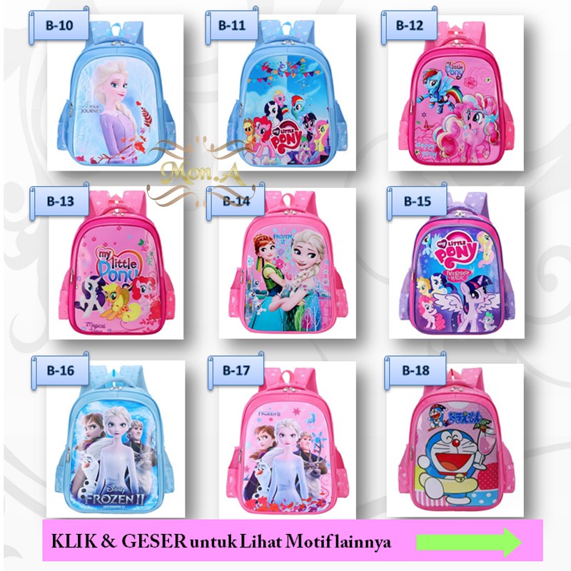 Tas Ransel Sekolah Anak SD / TK / PG Backpack karakter Cewek Girls - M0168