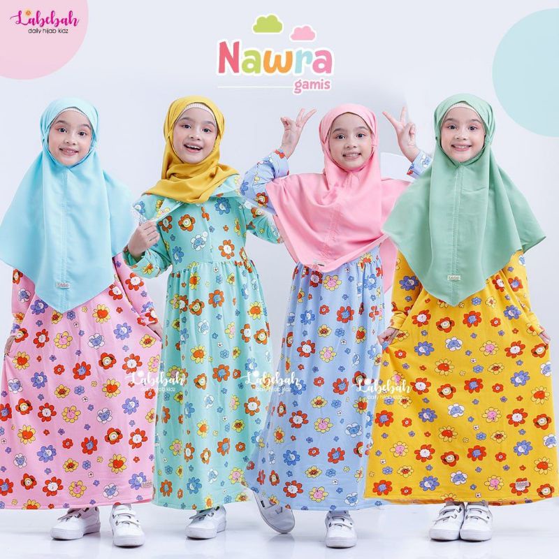 [ NAWRA ] by Labebah gamis bts Bt21 army gamis bunga distributor Labebah Samarinda Kaltim agen baju 