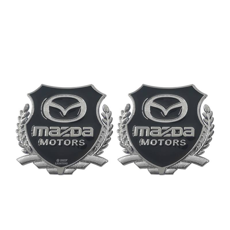 2 X Metal MAZDA MOTORS Logo Car Decorative Emblem Badge