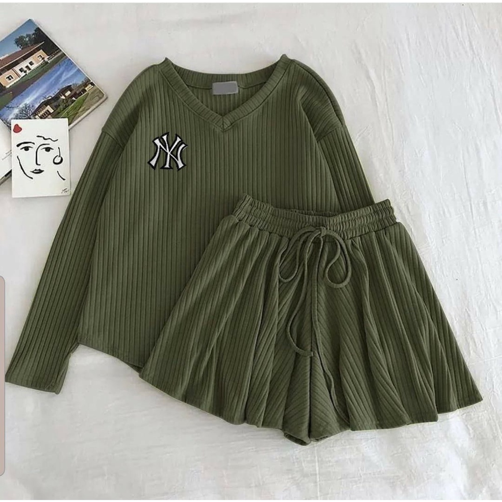 SETELAN ROK PENDEK WANITA KOREA/ SET LESTI NEWYORK / STELAN RAJUT KNIT IMPORT