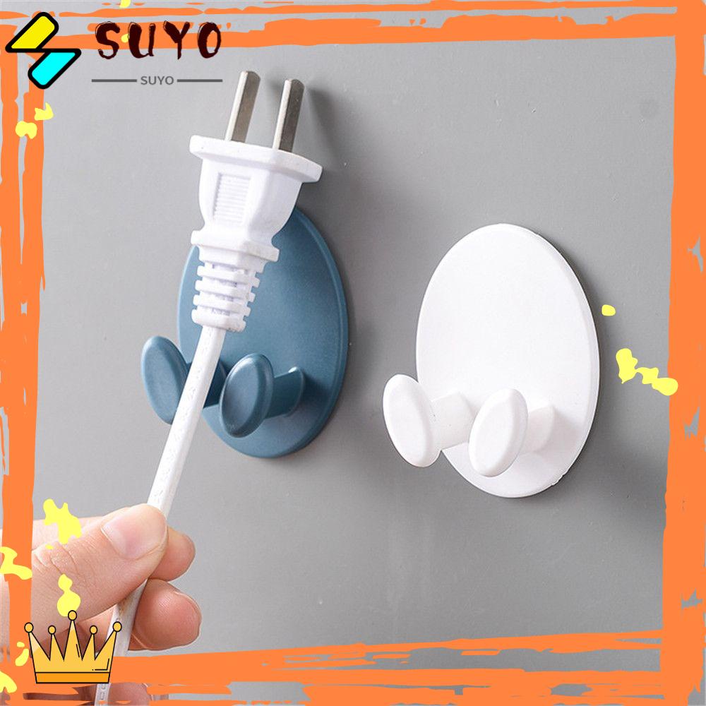 Suyo 2Pcs / Set Kait Holder Kabel Power Plug Dengan Perekat Untuk Dinding / Dapur