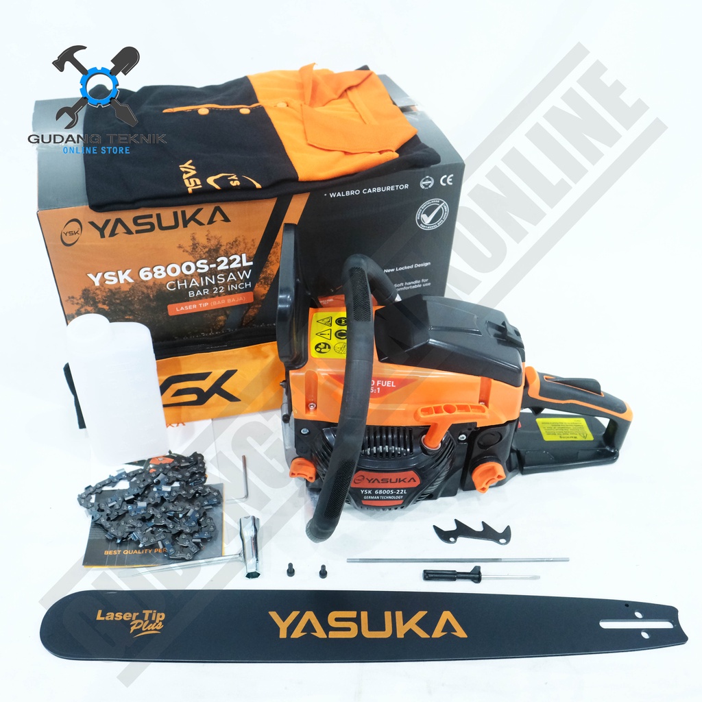 Chainsaw 22&quot; Bar Laser YASUKA YSK6800 2Tak / Mesin Gergaji Kayu Chainsaw Bar Laser22 Inch YSK 6800 YASUKA