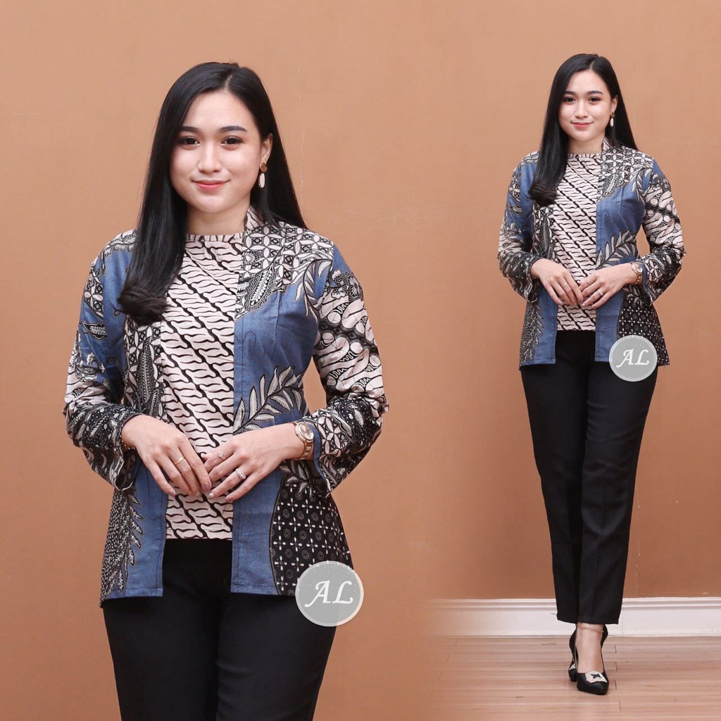 Blouse Batik Lengan Balon Kekinian Motif Mawar Terbaru Modern Blouse Premium, Pakaian Wanita