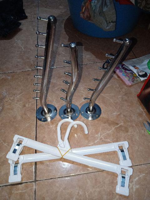 Gantungan Baju Suling Tempel Tembok 9 Titik (paku) Hanger (l)