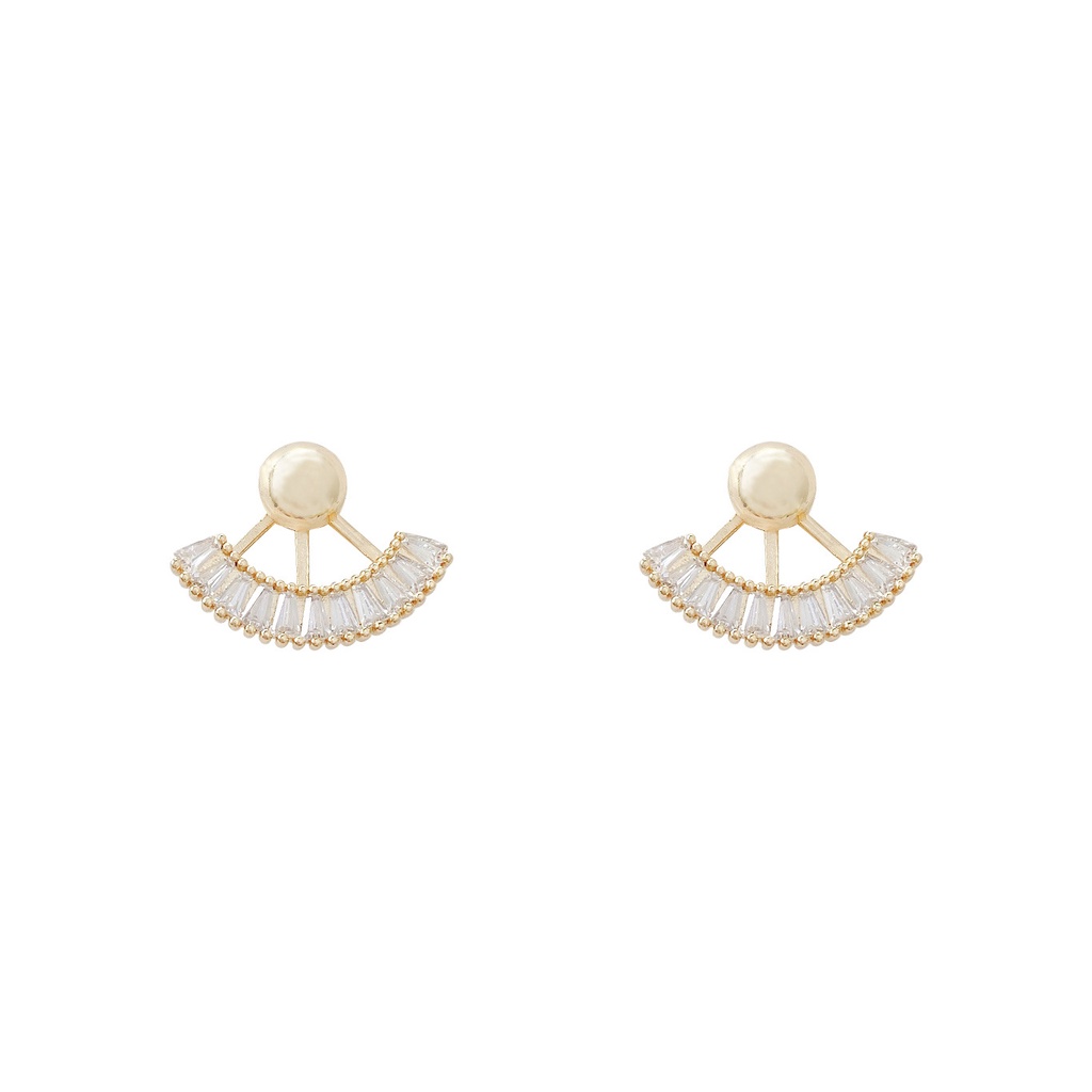 Anting Stud Zircon Bahan S925 Silver Needle Dapat Dilepas Gaya Korea Untuk Wanita