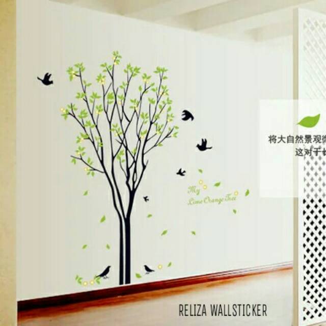 RELIZA WALL STICKER POHON HIJAU RANTING BIRDS GREEN TREE AY9094 STIKER DINDING