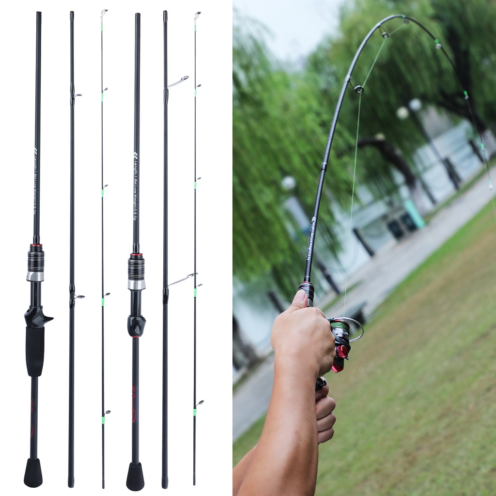 Serat Karbon Spinning Casting Fishing Rod Kualitas Tinggi EVA Menangani 3 Bagian 1.8 M Baitcasting Fishing Rod untuk Air Asin Air Tawar Sungai Danau Memancing Ikan Mas