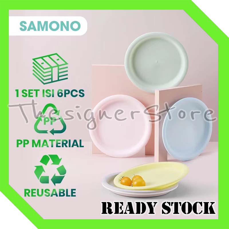 Piring Plastik Warna Warni High Quality BPA Free SAMONO STW02D Reusable Plate Set Tahan Panas