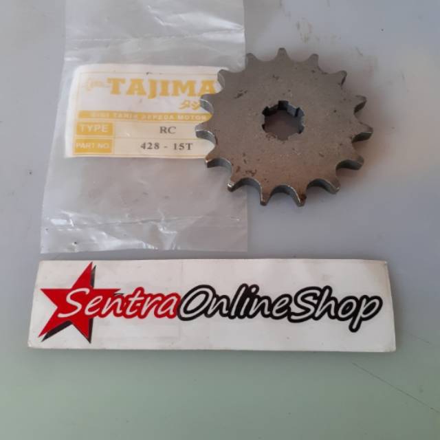 Gir gear depan Satria 2T Tornado RC Ukuran 428 15T Tajima