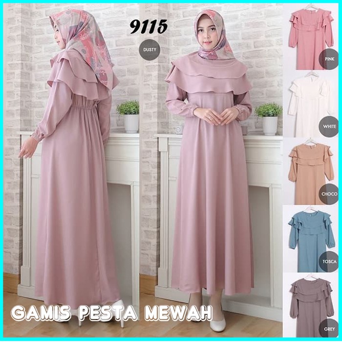 Baju Gamis Polos Mewah Busana Muslimah Wanita Helen Baju Kondangan Wanita Shopee Indonesia