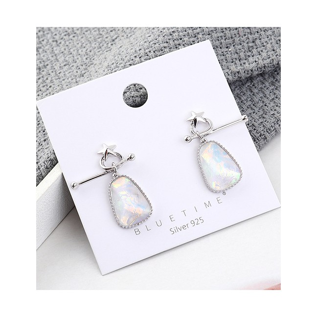 LRC Anting Tusuk Fashion 14k Gold Plated Gold Small Star Glass S925 Silver Needle Earrings Y62807