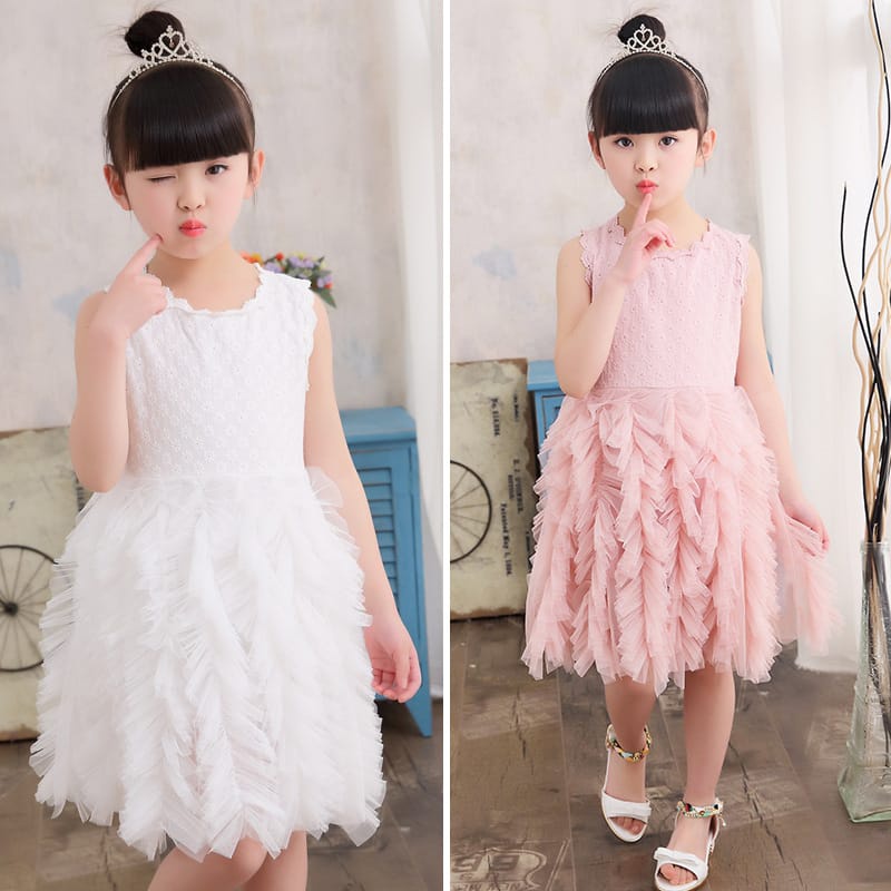 DR38-Dress Pesta Anak Perempuan Rumbai