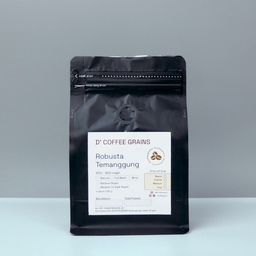 

Robusta Temanggung Full Wash Roasted 250 gr - (Biji Kopi/Kopi Bubuk)
