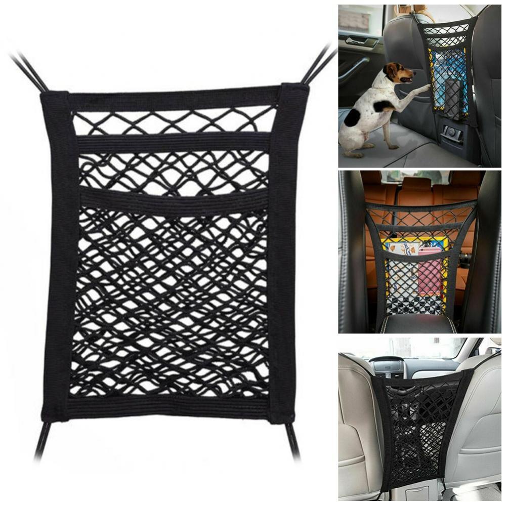 Elastic Storage Net Pocket Between Car Seats Back Security Divider Pet Barrier Organizer Luggage Holder Pocket