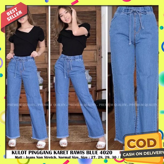 Celana Jeans Kekinian Kekinian Panjang Celana Hw Kulot Jins Berkualita Kulot Jeans Pinggang Karet
