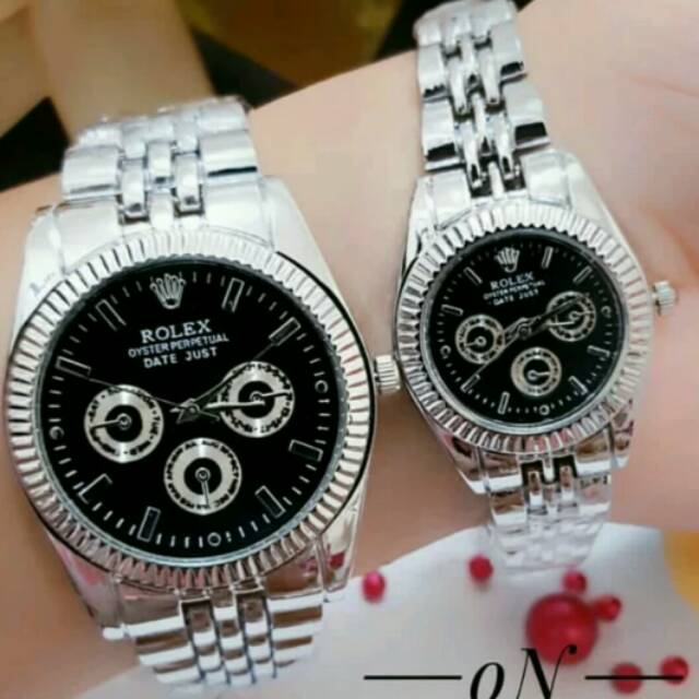 Original JAM TANGAN COUPEL PRIA DAN WANITA ROLEX RANTAI SILVER Premium Kekinian