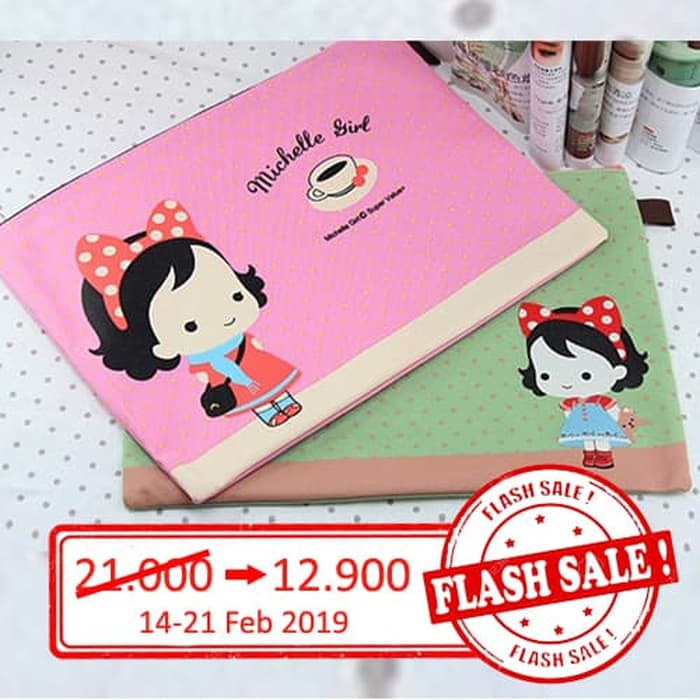 

NR tas file A4 cute cartoon honey snow girl canvas zipper bag bta180 Merah