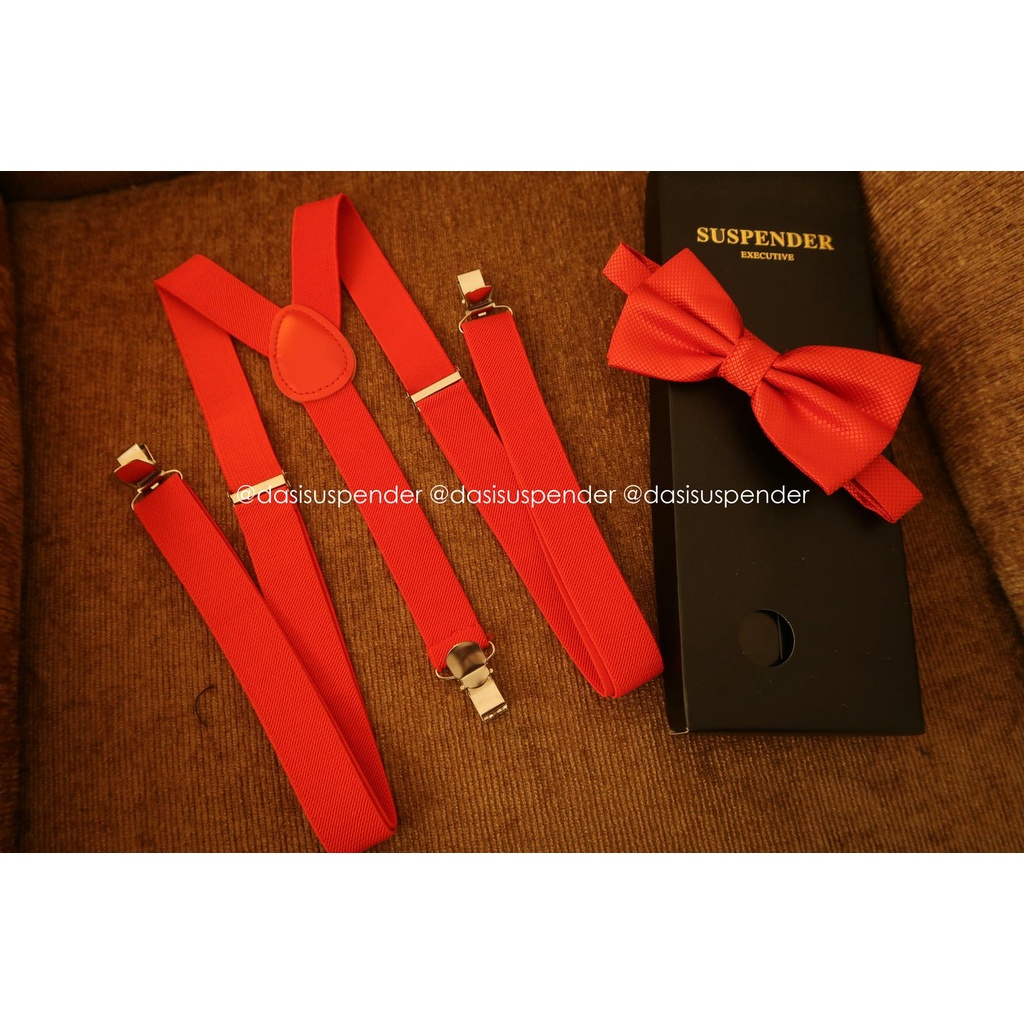 Suspender Pria Dasi Kupu Kupu Pria Ukuran Dewasa Bahan Rubber dan Polyester Warna Lengkap