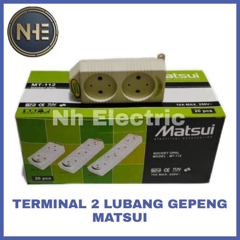 Stop Kontak Terminal 2 Lubang Gepeng Outbow Cream Matsui - S/k 2 Lubang Tipis Matsui - Colokan 2 Lubang Tanpa Kabel Kuningan