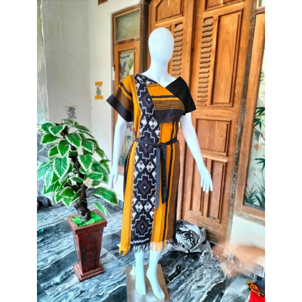 dress laura tenun mix toyobo-dress kondangan-dress wedding-dress wanita-baju tenun