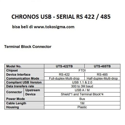 CHRONOS U-RS485TB USB TO SERIAL RS-485 CONVERTER UTS-485TB