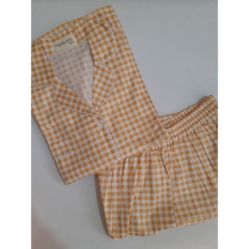 YELLOW GINGHAM/CHECKERED PAJAMAS SET (PIYAMA SET)