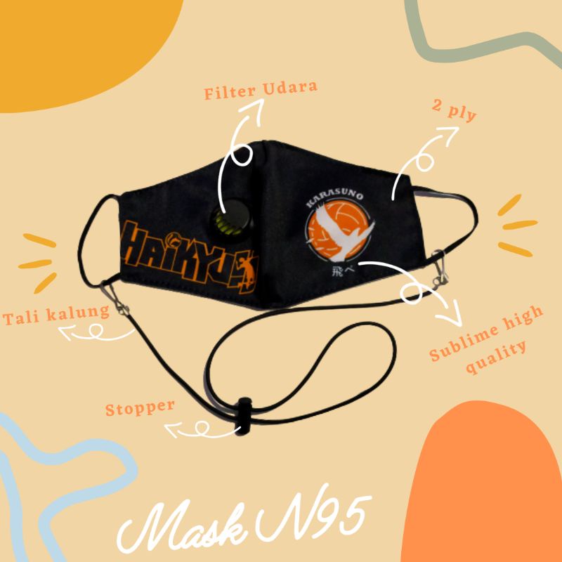 Masker anime,masker mulut N95 haikyuu jujutsu kaisen Tokyo revengers titan menerima custom
