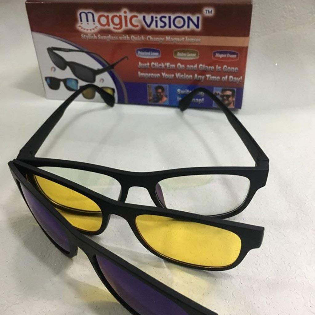 [ORI] Kacamata Pria Wanita MAGIC VISION  6in1 Sunlgasses 5 Lensa Klip Untuk Kacamata Miopia Magnetik