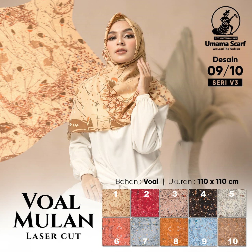 UMAMA HIJAB VOAL MULAN MOTIF LASER CUT V.3  HIJAB SEGI EMPAT MOTIF 110 X 110 PART 3