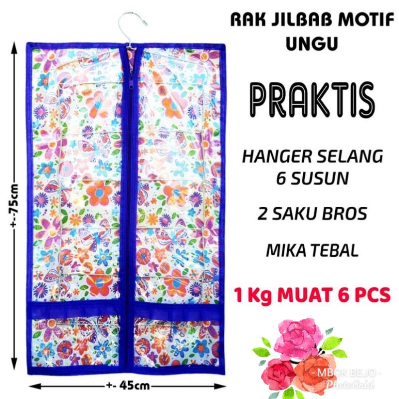 Rak Hijab Gantung Motif Gantungan jilbab Murah include hanger  Murah Kuat Gantung Awet Rak Kerudung Gantung