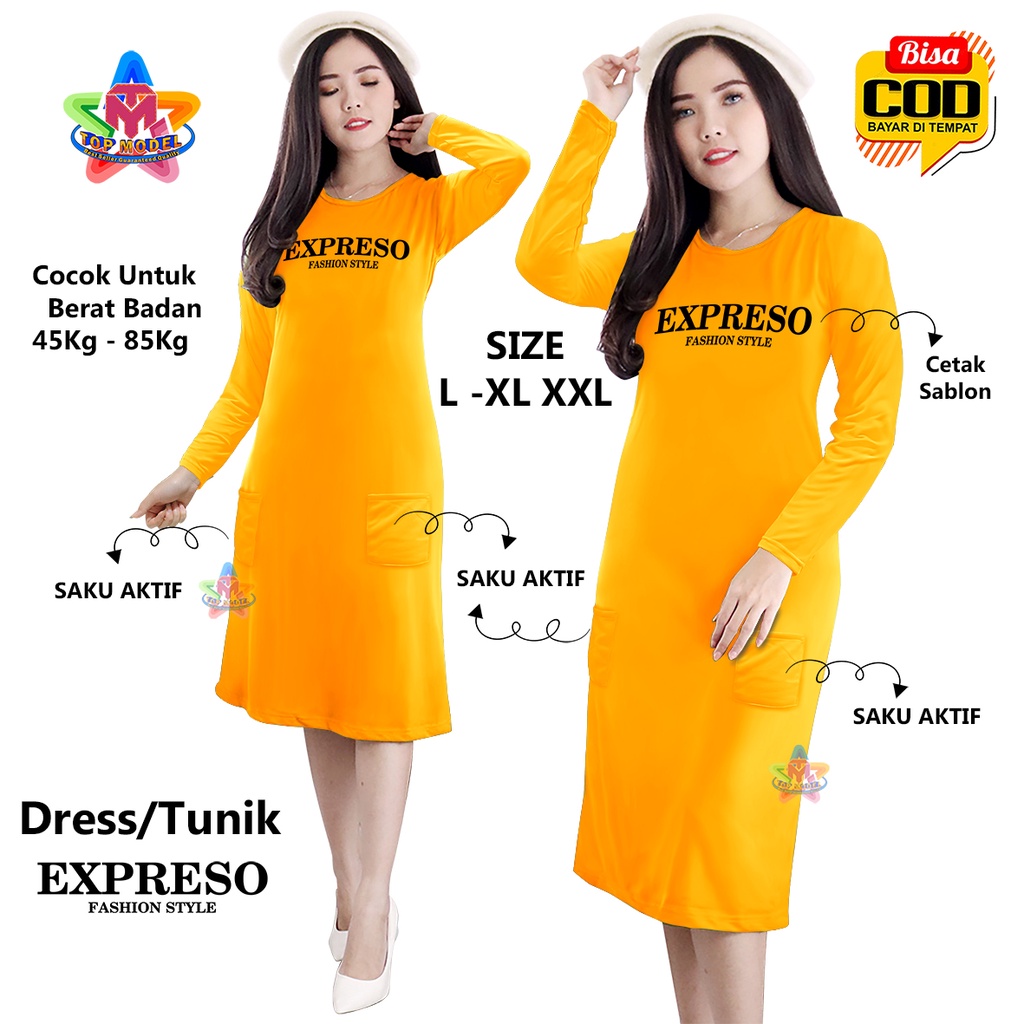 Tunik Wanita Long Drees EXPRESO, TOP MODEL 00092 BISA COD &amp; Gratis Ongkir Tunic Bahan Fleece terry dewasa Daster santai Perempuan Santai Tidur Selutut Daster ABG Dewasa Kekinian Terbaru Terlaris Paling Tren Cewek Wanita