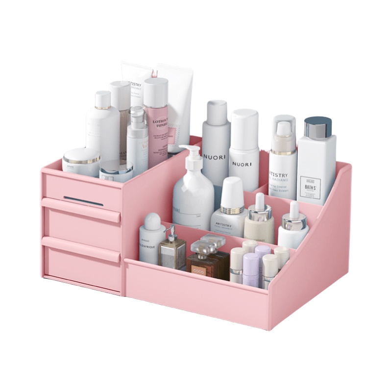 PUSAT17 RAK KOSMETIK DRAWER / KOTAK PENYIMPANAN MAKE UP COSMETIC STORAGE DRAWER BOX / KOTAK MAKEUP LACI RAK MAKEUP LACI-Pink