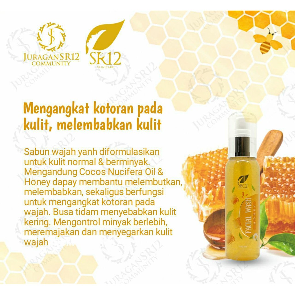 Facial Wash Madu Honey SR12 Sabun Muka Mencerahkan Wajah Kulit Kering dan Kusam Ori BPOM