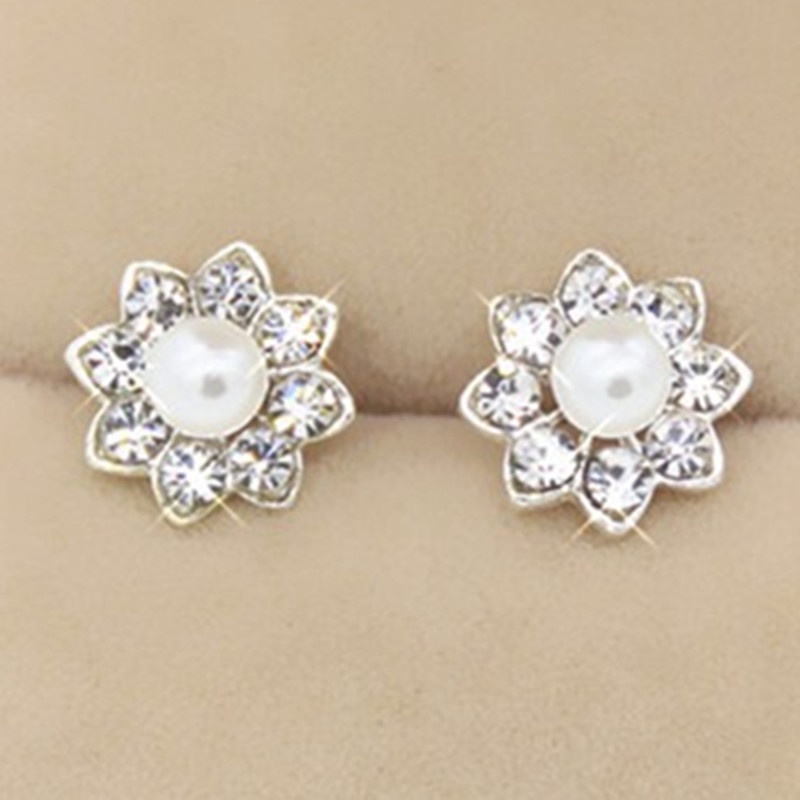 Korea Fashion Heart Star Pearl Berlian Imitasi Stud Earrings untuk Wanita Pesona Perhiasan