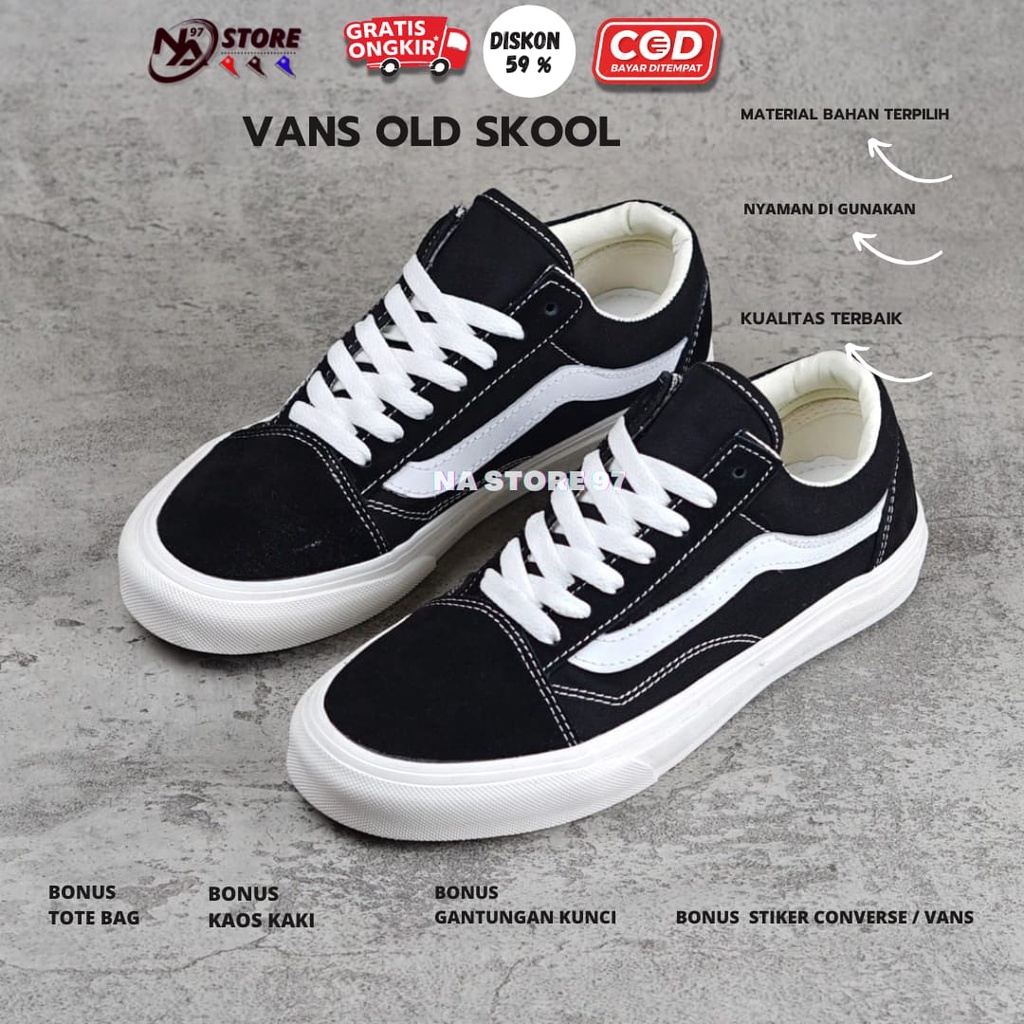 (BISA COD) 100% PREMIUM OLDSCHOOL BLACK WHITE