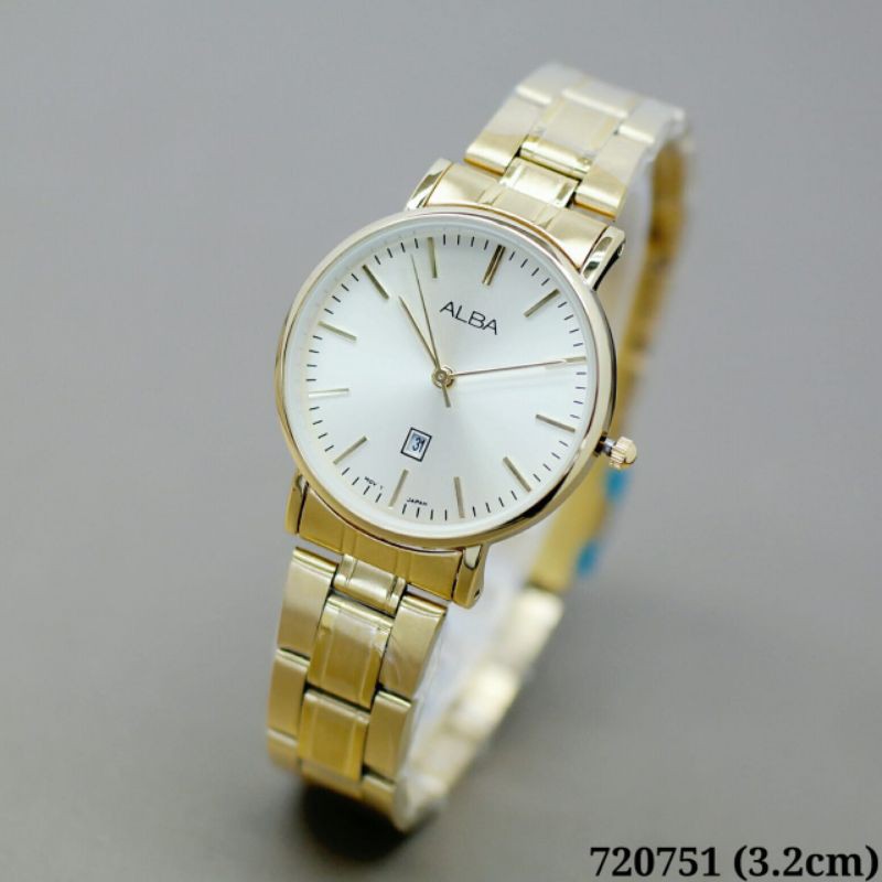 JAM TANGAN ALBA CEWEK RANTAI TGL AKTIF DIAMETER 3,2CM # JAM TANGAN WANITA MURAH