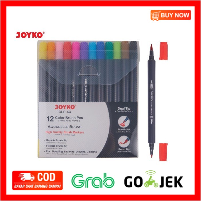 

(BISA COD) Joyko Aquarelle Color Brush Pen Pena Kuas CLP-43 12 Warna Kaligrafi