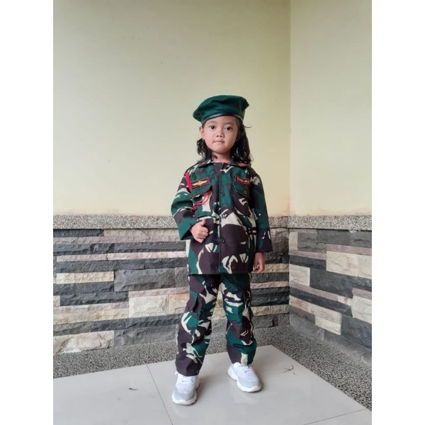 BAJU SERAGAM ANAK TNI ANAK LORENG || SETELAN TNI AD TENTARA POCIL