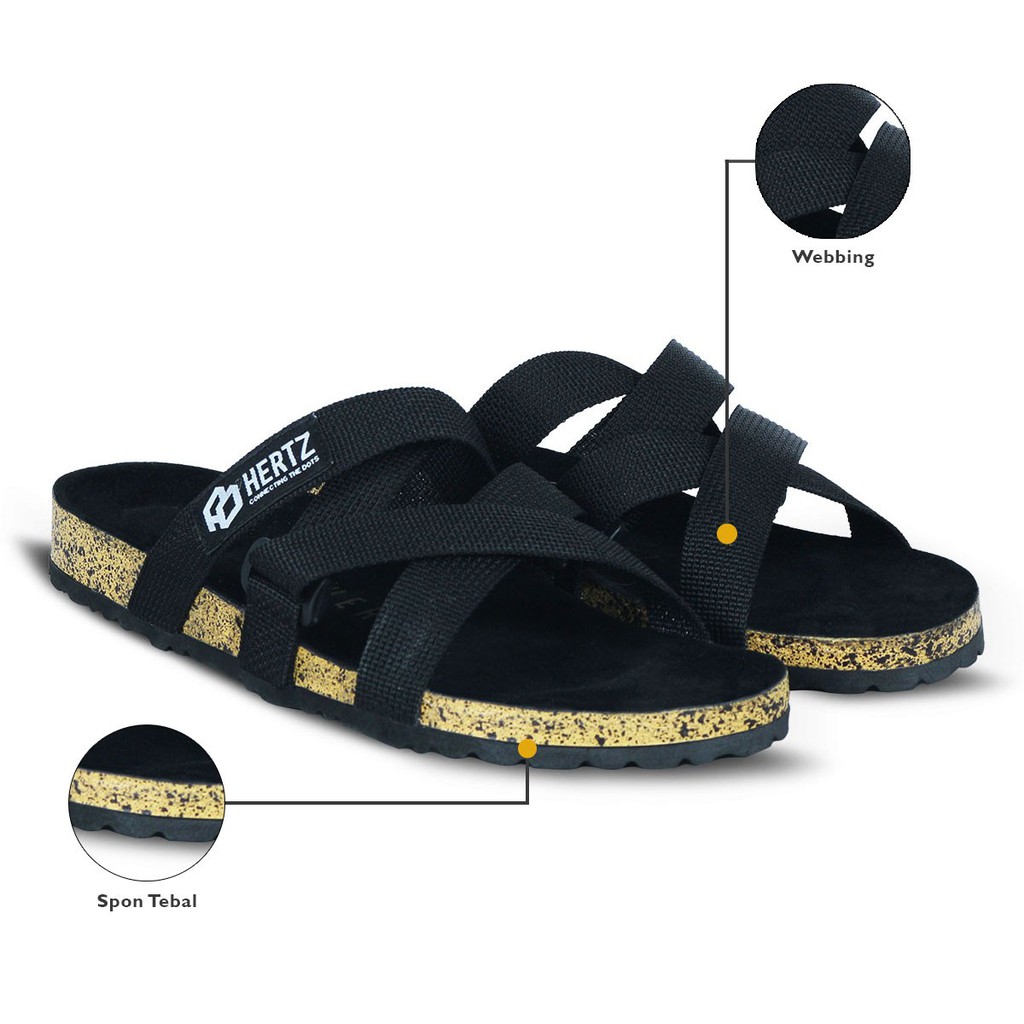 Sandal Pria Terbaru H 2878 Brand Hertz Sandal Puyuh Warna Hitam