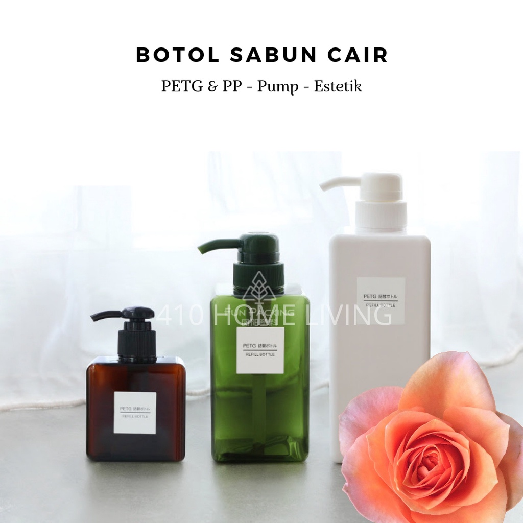 H✦ Estella Kotak Sabun / Botol Sabun Cair Shampoo Dispenser Pump Bahan Plastik PETG Reusable Travel