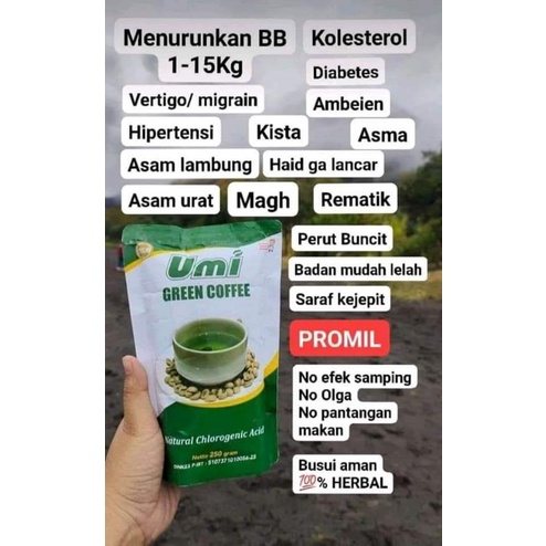 KOPI HIJAU UGC (UMI GREEN COFFE) , BANYAK MANFAATNYA BUAT MENURUNKAN BERAT BADAN,  PROMIL, mengobati