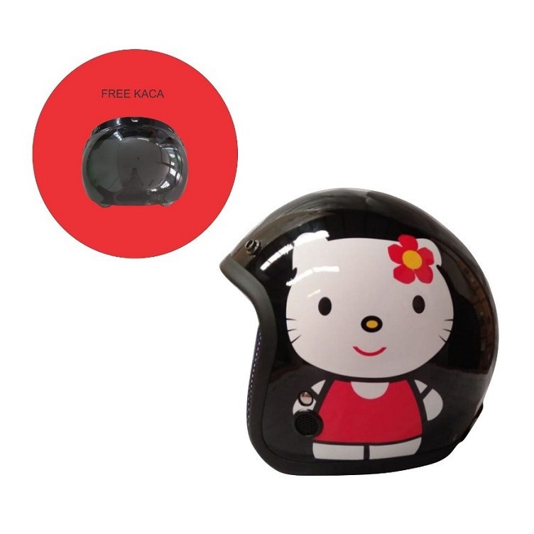 Helm Bogo / Helm Retro / Helm Igloo Kitty Cat Black Red