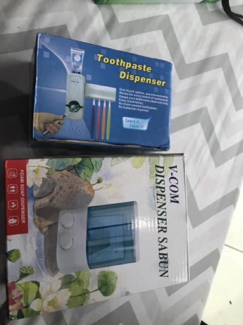 Paket Dispenser Sabun Key Lock 2in1 Tempat Sabun Cair & Shampo - Tempat Odol & Tempat Sikat Gigi