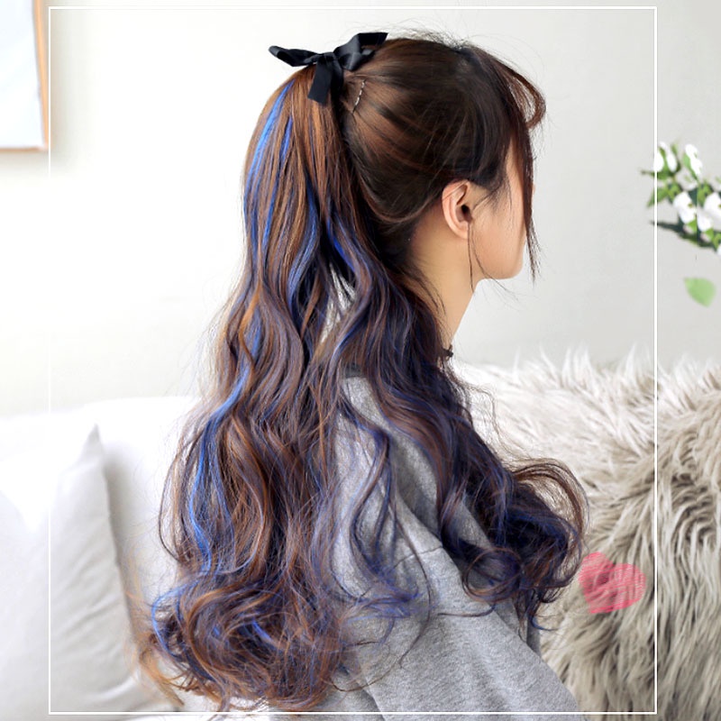 Poni Tail ikat Rambut Curly warna / ikat Rambut Palsu ekor kuda wig / PonyTail / BS