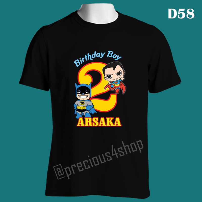 Kaos Birthday Superman vs Batman DC Comic Team | Kaos Couple | Family T-Shirt