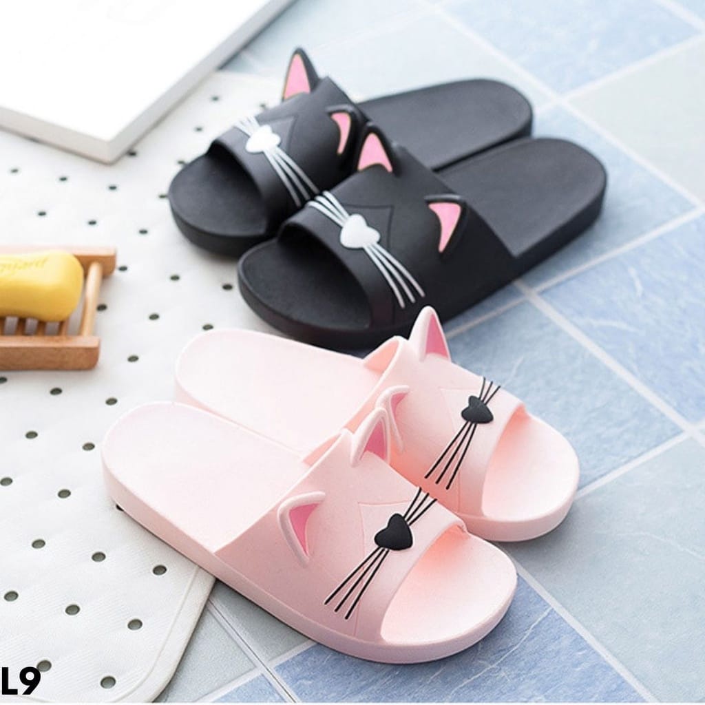 SANDAL FLIP-FLOP WANITA MODEL SELOP DESIGN CAT KOREAN BAHAN FULL RUBBER IMPORT MUDAH DICUCI L9