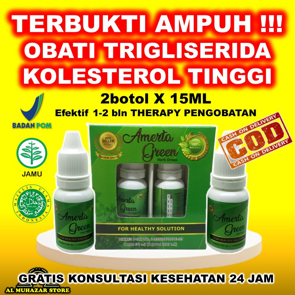 Pusat Obat Herbal Amerta Green Gold 2x15ml Jamu Tetes Trigliserida Kolesterol Tinggi Ampuh 100% Ori