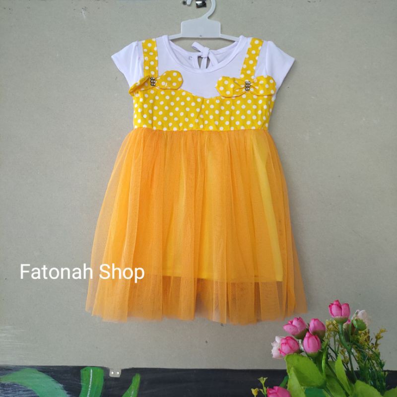 Dress anak 1 2 tahun baju anak cewek perempuan polka ( dress syantik polka )