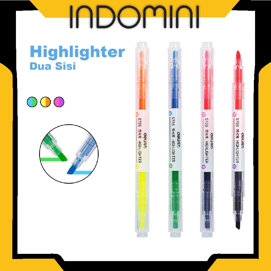 

INDOMINI DS010 Highlighter Ujung 2 Warna Marker Pen Alat Tulis Penanda Berwarna 2 Tip Warna